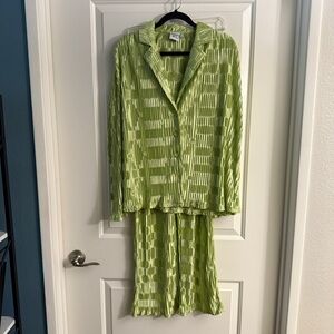 Princess Polly Lila Pant Set Green Leisure Pajamas Women's Sz 4